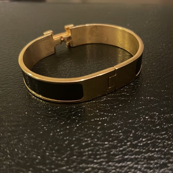 HERMES Clic Clac H Bracelet Black&gold - Picture 5 of 14